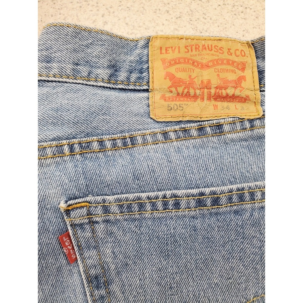 Vtg Levi's 505 Jeans Men's 34x32 Straight Retro Denim History Printed Pocket Tag - Picture 12 of 14